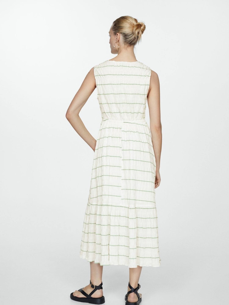 Mango Cream Bow Striped Dress - Image 2 of 4