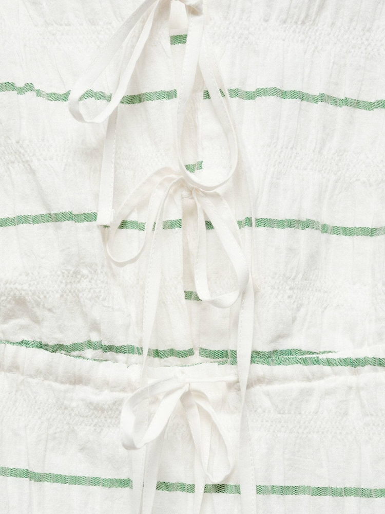 Mango Cream Bow Striped Dress - Image 4 of 4