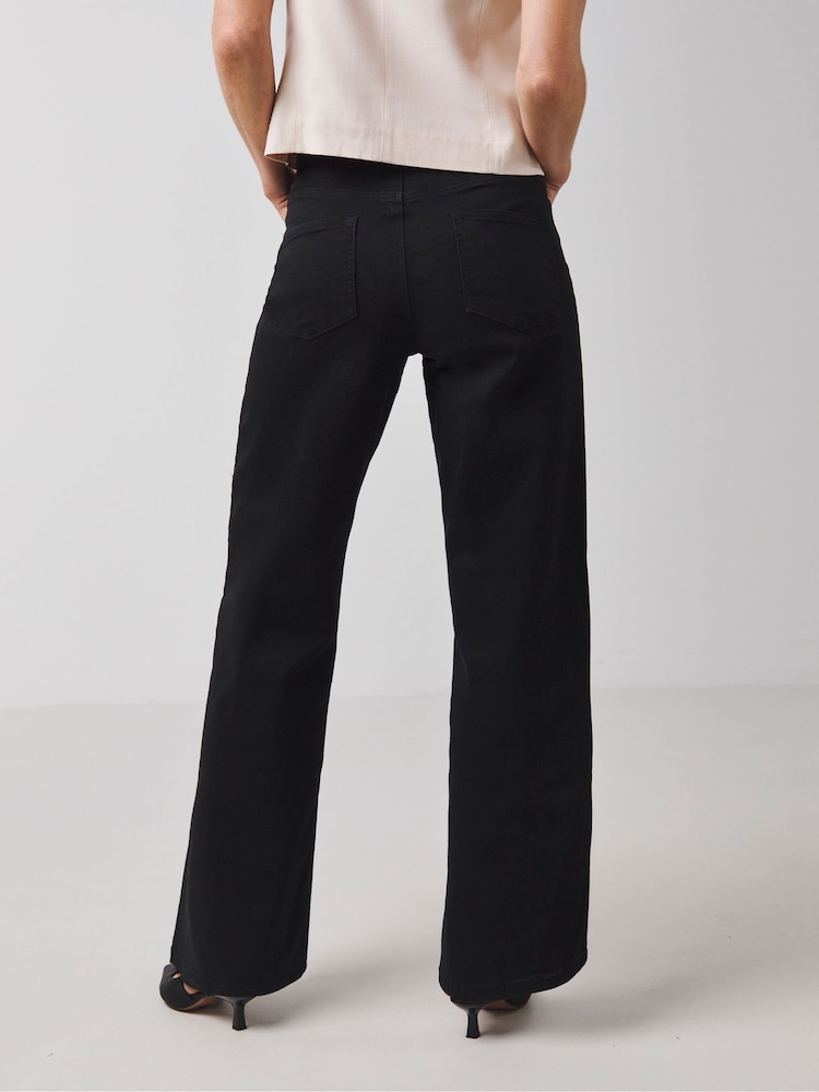 Kruczoczarny - JD Williams 24/7 Wide Leg Jeans - Image 3 of 4