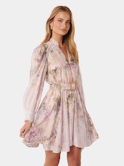 Forever New Cream Vienna Trim Detail Skater Dress contains Linen - Image 3 of 5