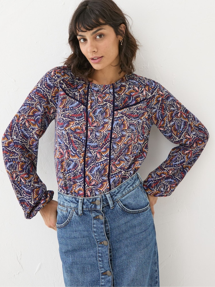 FatFace Charlee Black Butterfly Top - Image 1 of 6 FatFace Charlee Black Butterfly Top - Image 1 of 6
