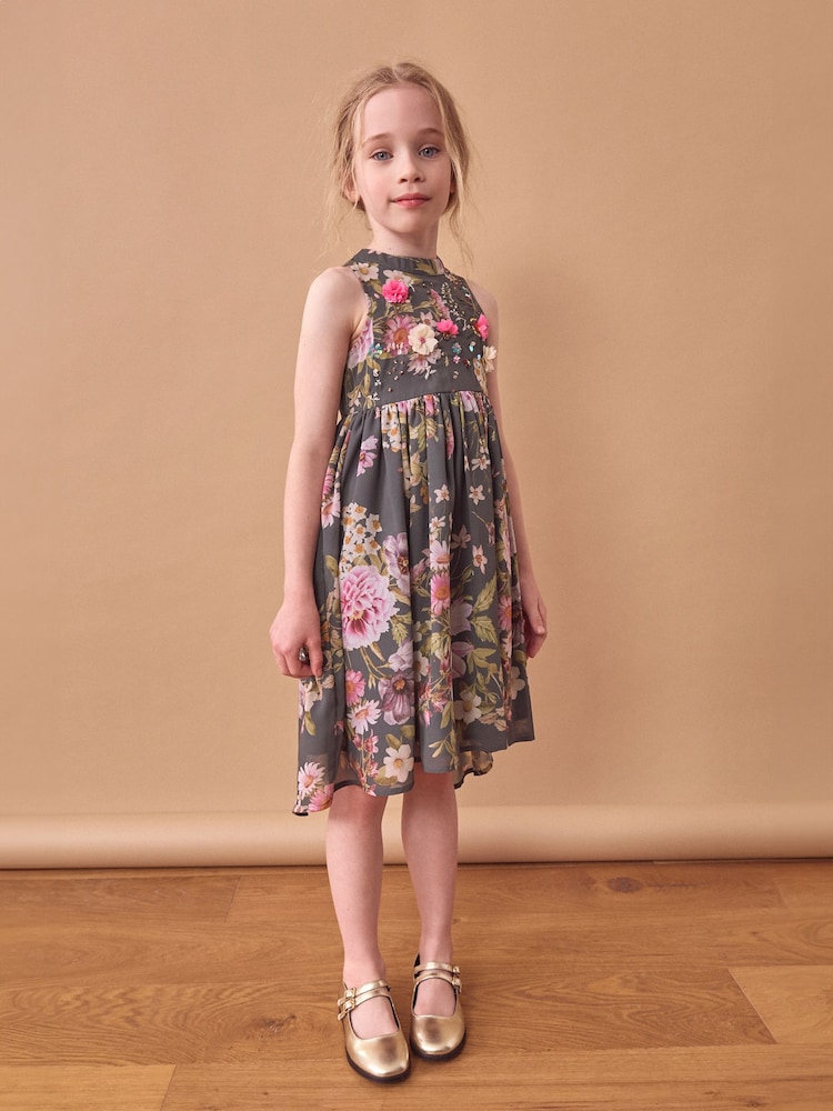 Grey Embellished Occasion Dress (3-16yrs) - Image 1 of 7