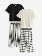 Negro/Blanco - Short Sleeve 100% Cotton Pyjamas 2 Pack - Imagen 1 de 9