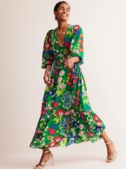 Boden Green V-Neck Puff Maxi Dress - Image 2 of 6