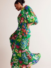 Boden Green V-Neck Puff Maxi Dress - Image 3 of 6