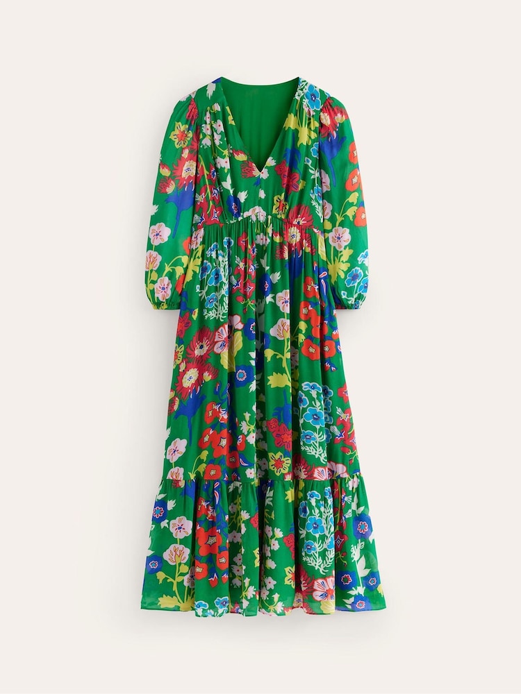 Boden Green V-Neck Puff Maxi Dress - Image 6 of 6