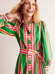 Boden Green Cotton Stripe Midi Shirt Dress - Image 5 of 7