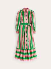 Boden Green Cotton Stripe Midi Shirt Dress - Image 7 of 7