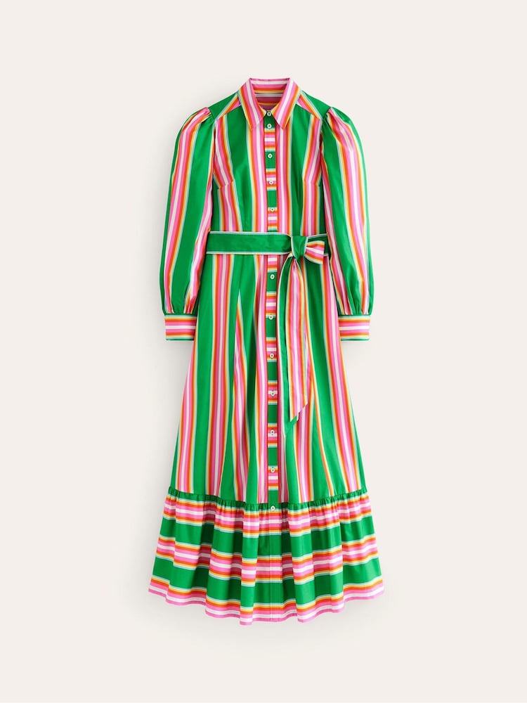 Boden Green Cotton Stripe Midi Shirt Dress - Image 7 of 7