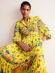 Boden Yellow Occasion Maxi Shirt Dress - Image 5 of 6