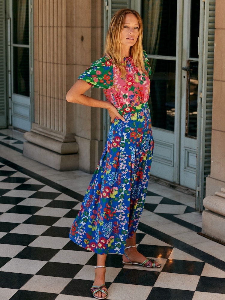 Boden Pink Liv Pleat Detail Midi Dress - Image 1 of 6