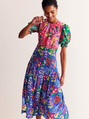 Boden Pink Liv Pleat Detail Midi Dress - Image 3 of 6