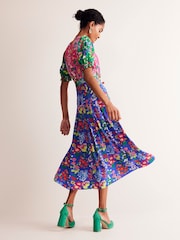 Boden Pink Liv Pleat Detail Midi Dress - Image 5 of 6