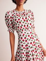 Boden Cream Liv Pleat Detail Midi Dress - Image 2 of 5