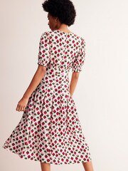 Boden Cream Liv Pleat Detail Midi Dress - Image 3 of 5