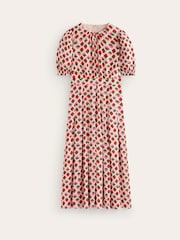 Boden Cream Liv Pleat Detail Midi Dress - Image 5 of 5