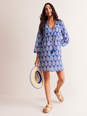 Boden Blue 100% Cotton Beach Short Kaftan - Image 3 of 5