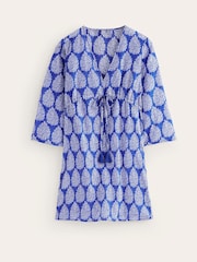 Boden Blue 100% Cotton Beach Short Kaftan - Image 5 of 5