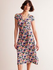 Boden Blue Joanna Cap Sleeve Wrap Dress - Image 1 of 1