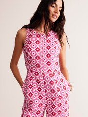Boden Pink Tall Carla 100% Linen Jumpsuit - Image 3 of 5