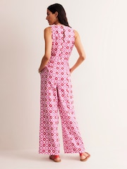 Boden Pink Tall Carla 100% Linen Jumpsuit - Image 4 of 5