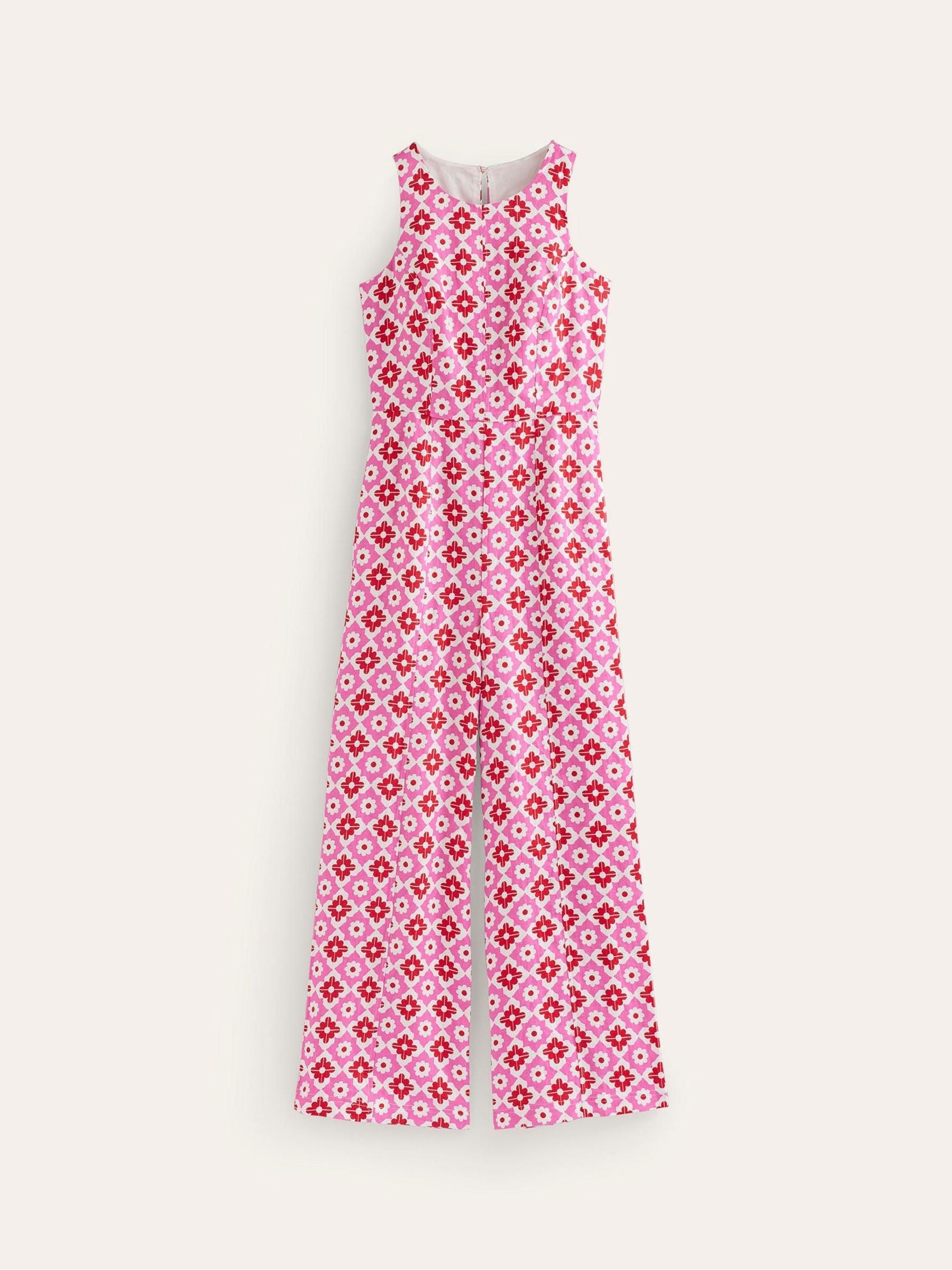 Boden Pink Carla 100 Linen Jumpsuit