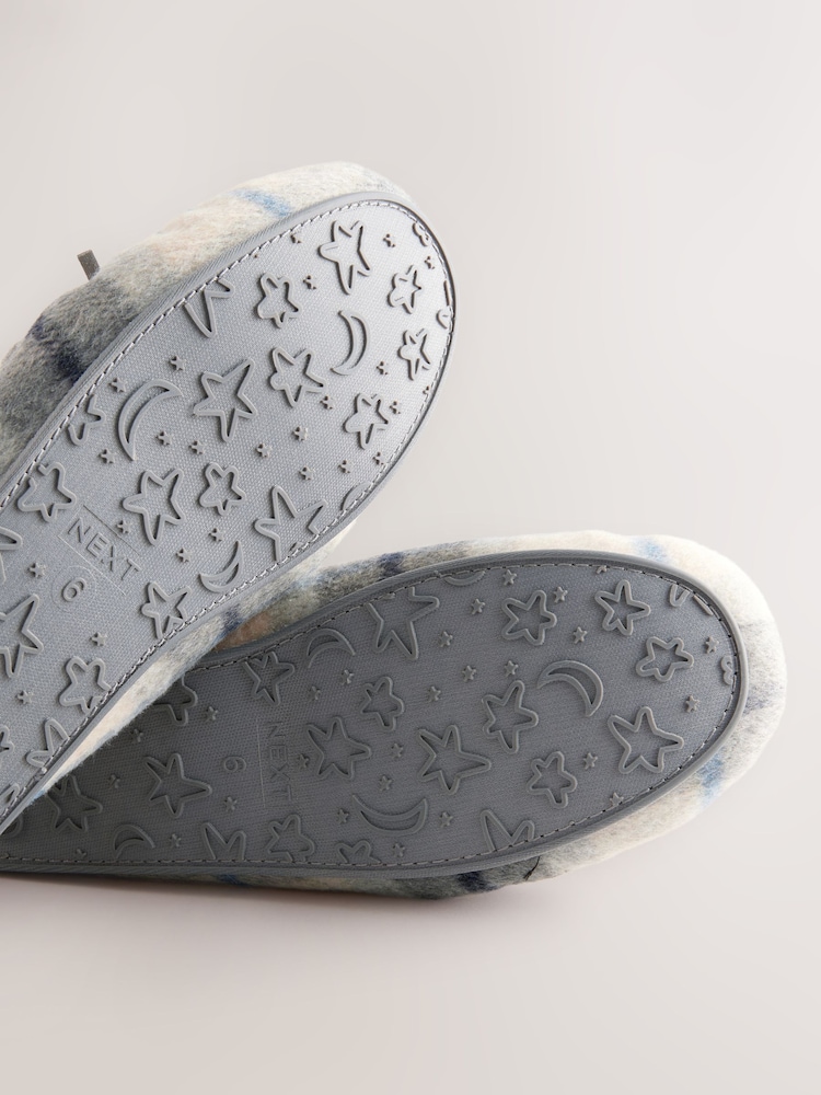 Blue/Ecru Check Mocassin Slippers - Image 7 of 9