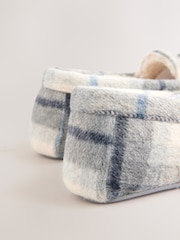 Blue/Ecru Check Mocassin Slippers - Image 9 of 9
