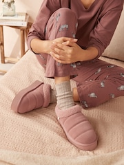 Розовый - Искусственный мех на толстой плоской платформе Shoot Slippers - Изображение 1 из 8