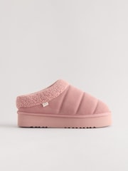 Розовый - Искусственный мех на толстой плоской платформе Shoot Slippers - Изображение 4 из 8
