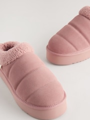 Розовый - Искусственный мех на толстой плоской платформе Shoot Slippers - Изображение 5 из 8
