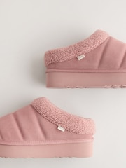 Розовый - Искусственный мех на толстой плоской платформе Shoot Slippers - Изображение 6 из 8
