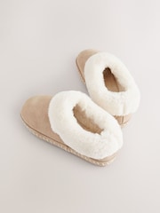 Tan Brown Faux Fur Lined Shoot Slippers - Image 5 of 9