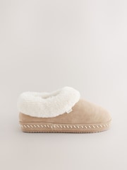 Tan Brown Faux Fur Lined Shoot Slippers - Image 6 of 9