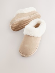 Tan Brown Faux Fur Lined Shoot Slippers - Image 7 of 9
