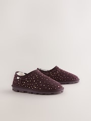 Plum Purple Faux Fur Lined Suede Shoot Slippers - Image 4 of 9