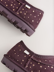 Plum Purple Faux Fur Lined Suede Shoot Slippers - Image 6 of 9