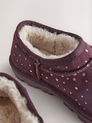 Plum Purple Faux Fur Lined Suede Shoot Slippers - Image 7 of 9