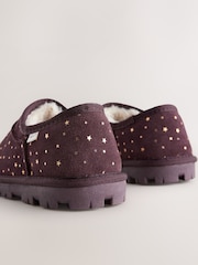 Plum Purple Faux Fur Lined Suede Shoot Slippers - Image 8 of 9