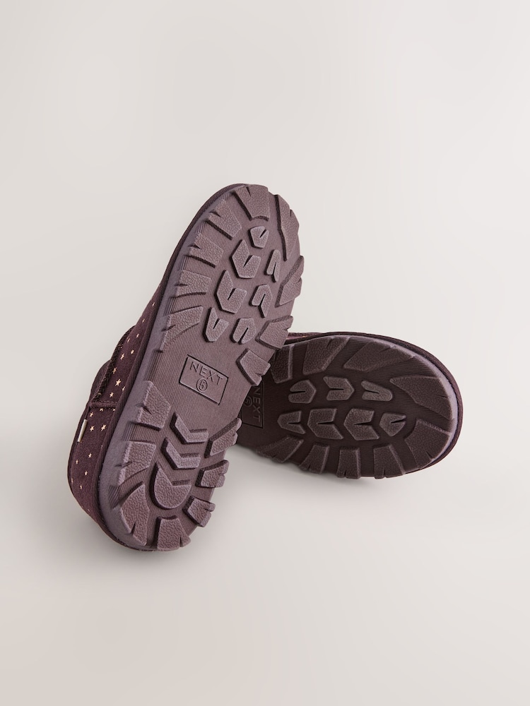 Plum Purple Faux Fur Lined Suede Shoot Slippers - Image 9 of 9