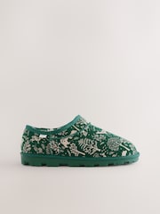 Green Woodland Faux Fur Lined Suede Shoot Slippers - Image 4 of 8
