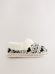 Black/White Faux Fur Lined Shoot Slippers - Image 5 of 9
