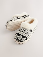 Black/White Faux Fur Lined Shoot Slippers - Image 6 of 9
