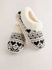 Black/White Faux Fur Lined Shoot Slippers - Image 7 of 9
