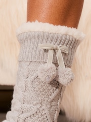Lipsy Grey Cosy Knitted Slipper Socks - Image 3 of 4