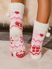 Lipsy White Fairisle Cosy Knitted Slipper Socks - Image 2 of 4