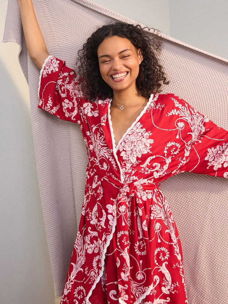 Laura Ashley Red Josette Dressing Gown - Image 1 of 6