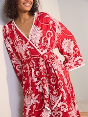 Laura Ashley Red Josette Dressing Gown - Image 4 of 6