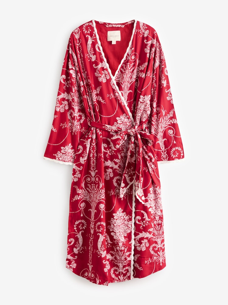 Laura Ashley Red Josette Dressing Gown - Image 6 of 6
