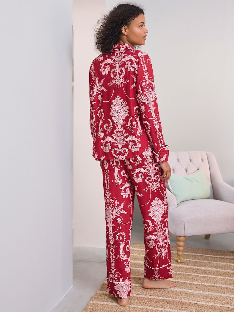 Rood - Laura Ashley Josette pyjamaset met knoopsluiting - Image 3 of 11